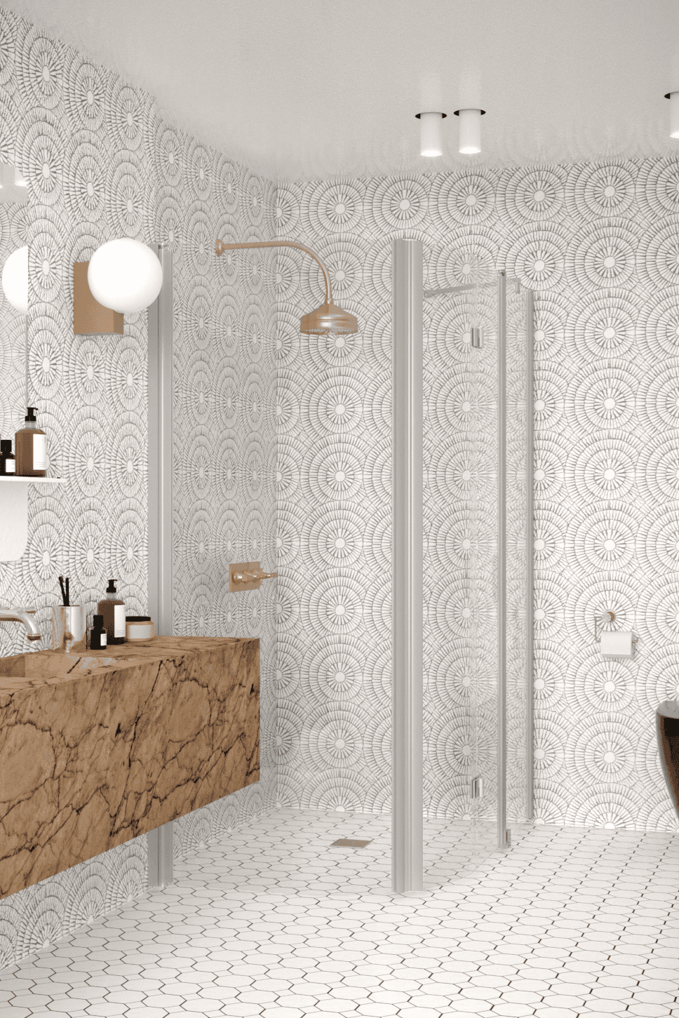 Curved shower enclosure Hietakari Infinia 272, hinged door + folding door with fixed part – 4