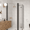 Curved shower enclosure Hietakari Infinia 272, black frame, clear glass Curved shower enclosure Hietakari Infinia 272, hinged door + folding door with fixed part – 5