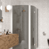 Curved shower enclosure Hietakari Infinia 272, white frame, grey tinted glass Curved shower enclosure Hietakari Infinia 272, white frame, grey tinted glass