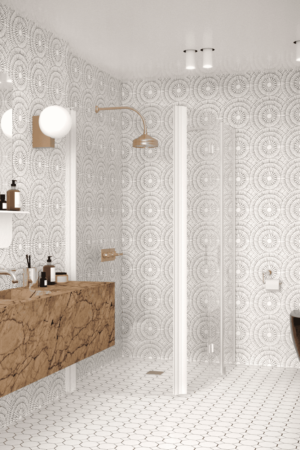 Curved shower enclosure Hietakari Infinia 272, hinged door + folding door with fixed part