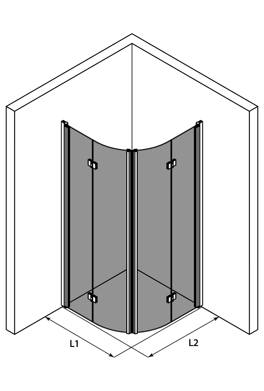 Curved shower enclosure Hietakari Infinia 273, folding door + folding door – 3