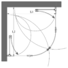 Curved shower enclosure Hietakari Infinia 273 – dimension drawing Curved shower enclosure Hietakari Infinia 273 – dimension drawing