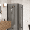 Curved shower enclosure Hietakari Infinia 273, black frame, grey tinted glass Curved shower enclosure Hietakari Infinia 273, black frame, grey tinted glass
