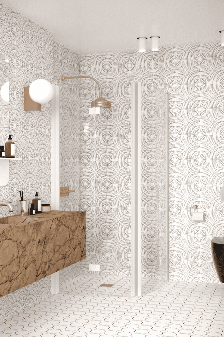 Curved shower enclosure Hietakari Infinia 273, white frame, clear glass Curved shower enclosure Hietakari Infinia 273, folding door + folding door