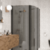 Curved shower enclosure Hietakari Infinia 274, black frame, grey tinted glass Curved shower enclosure Hietakari Infinia 274, black frame, grey tinted glass