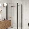 Curved shower enclosure Hietakari Infinia 274, black frame, clear glass Curved shower enclosure Hietakari Infinia 274, folding door + hinged door with fixed part – 5
