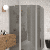 Curved shower enclosure Hietakari Infinia 276, aluminium frame, grey tinted glass Curved shower enclosure Hietakari Infinia 276, aluminium frame, grey tinted glass