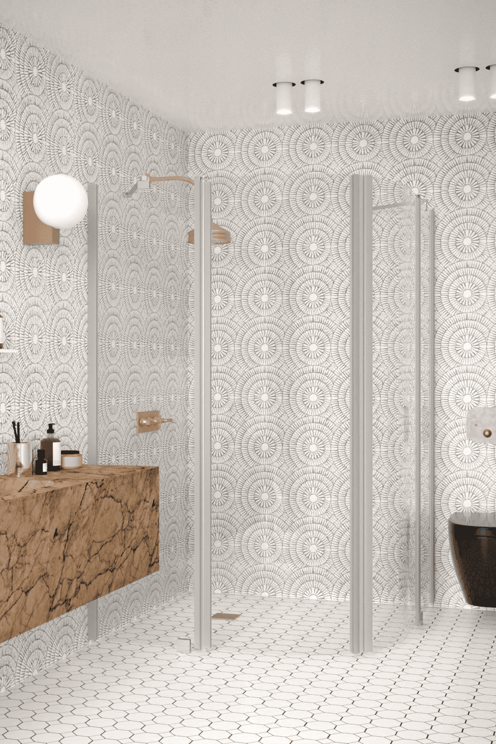 Curved shower enclosure Hietakari Infinia 276, hinged door with fixed part + hinged door with fixed part – 4