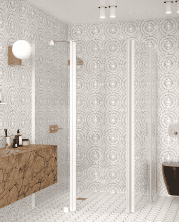 Curved shower enclosure Hietakari Infinia 276, hinged door with fixed part + hinged door with fixed part