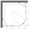 Curved shower enclosure Hietakari Infinia 276 – dimension drawing Curved shower enclosure Hietakari Infinia 276 – dimension drawing