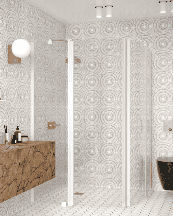 Curved shower enclosure Hietakari Infinia 276, hinged door with fixed part + hinged door with fixed part