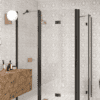 Curved shower enclosure Hietakari Infinia 278, black frame, clear glass Curved shower enclosure Hietakari Infinia 278, folding door with fixed part + folding door with fixed part – 5
