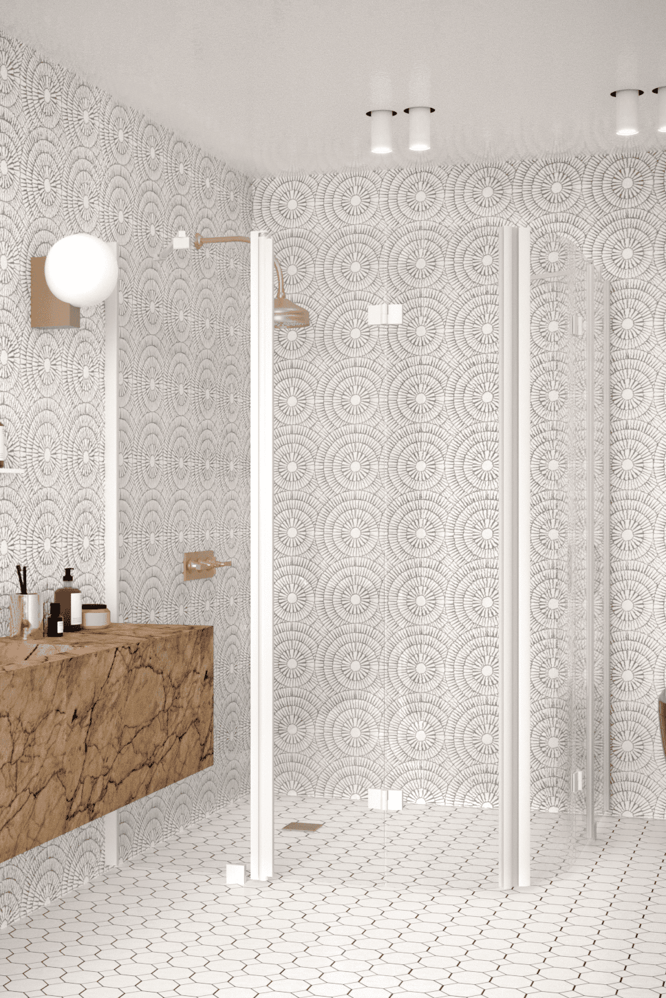 Curved shower enclosure Hietakari Infinia 278, folding door with fixed part + folding door with fixed part