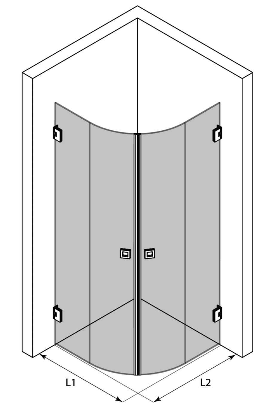 Curved shower enclosure Hietakari Vetro 552 – 3D drawing Curved shower enclosure Hietakari Vetro 552 – 3D drawing