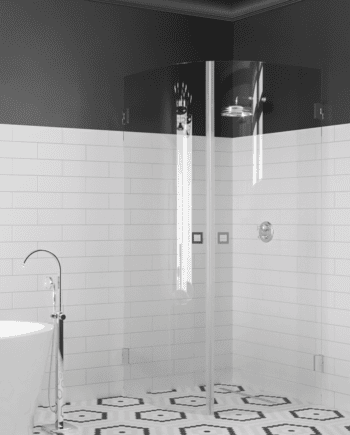 Curved shower enclosure Hietakari Vetro 552, chrome fittings, clear glass