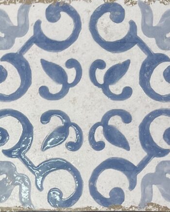 Valencian hydraulic-pattern porcelain floor tile Dune Antiga Mareny Azul, 20x20 cm, 9 mm, blue