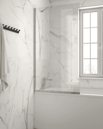Fixed bath screen Hietakari Vetro VB1, chrome fittings, clear glass