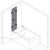 Folding bath screen Hietakari Vetro VB3 – 3D drawing Folding bath screen Hietakari Vetro VB3 – 3D drawing
