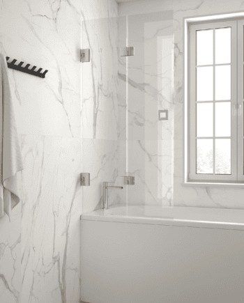 Folding bath screen Hietakari Vetro VB3, chrome fittings, clear glass