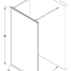 Walk-in shower screen Hietakari Bläk 712 New York – dimension drawing Walk-in shower screen Hietakari Bläk 712 New York – dimension drawing