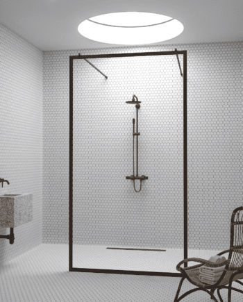 Walk-in shower screen Hietakari Bläk 712 New York, white frame, clear glass