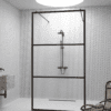 Walk-in shower screen Hietakari Bläk 713 Tokyo, black frame, clear glass Walk-in shower screen Hietakari Bläk 713 Tokyo, black frame, clear glass