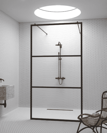 Walk-in shower screen Hietakari Bläk 713 Tokyo, white frame, clear glass