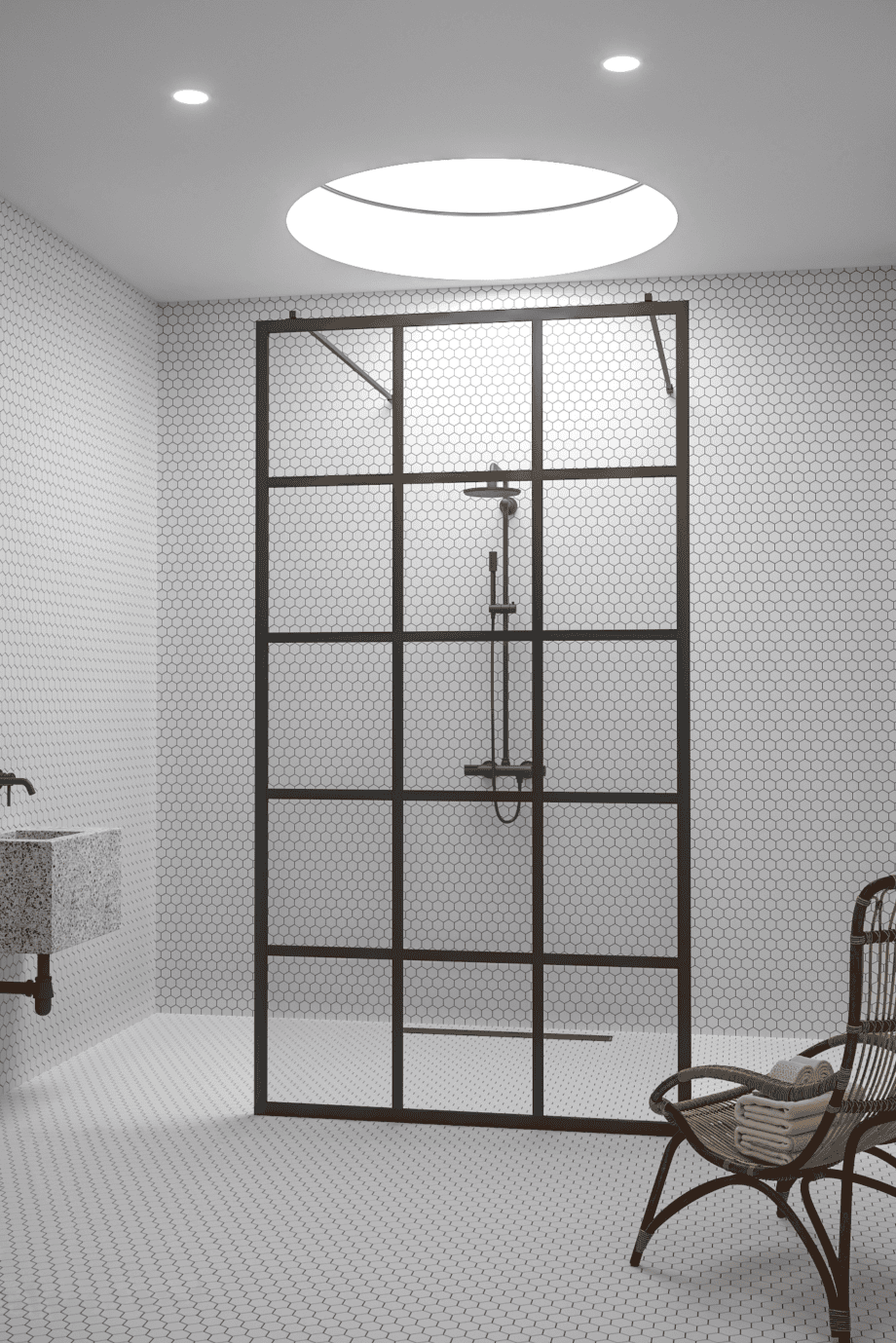 Walk-in shower screen Hietakari Bläk 714 Paris, black frame, clear glass Walk-in shower screen Hietakari Bläk 714 Paris – 3