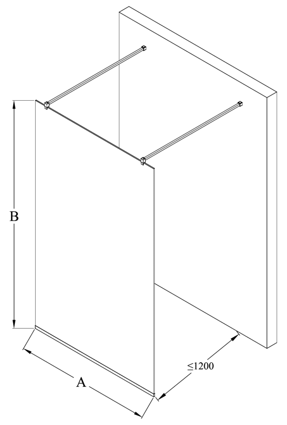 Walk-in shower screen Hietakari Vetro 559 – dimension drawing Walk-in shower screen Hietakari Vetro 559 – dimension drawing