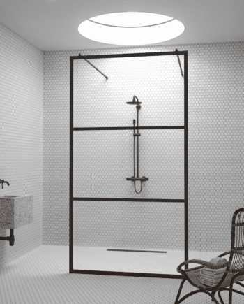 Walk-in shower screen Hietakari Bläk 713 Tokyo, white frame, clear glass