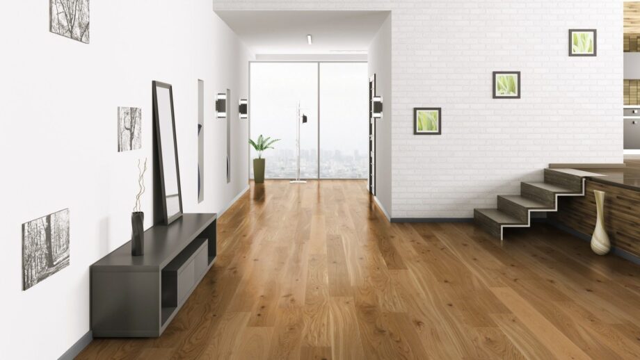 Parquet Tarkett, Prestige, Oak, brushed, 4 sides beveled, 1-strip, Proteco Hardwax Oil