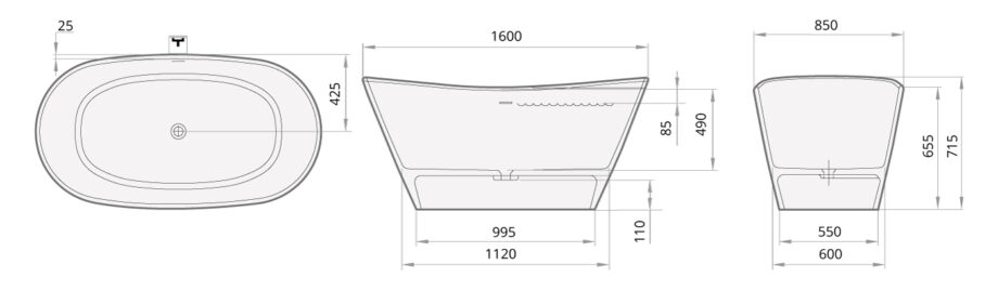 Bathtub PAA AMORE matt silkstone