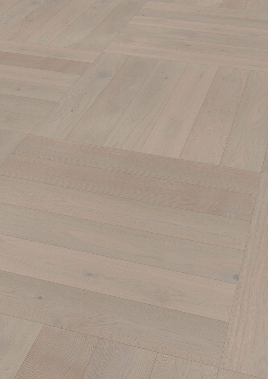 Parquet Oak, ter Hürne, Oak light grey, brushed, beveled, extra matt lacquered