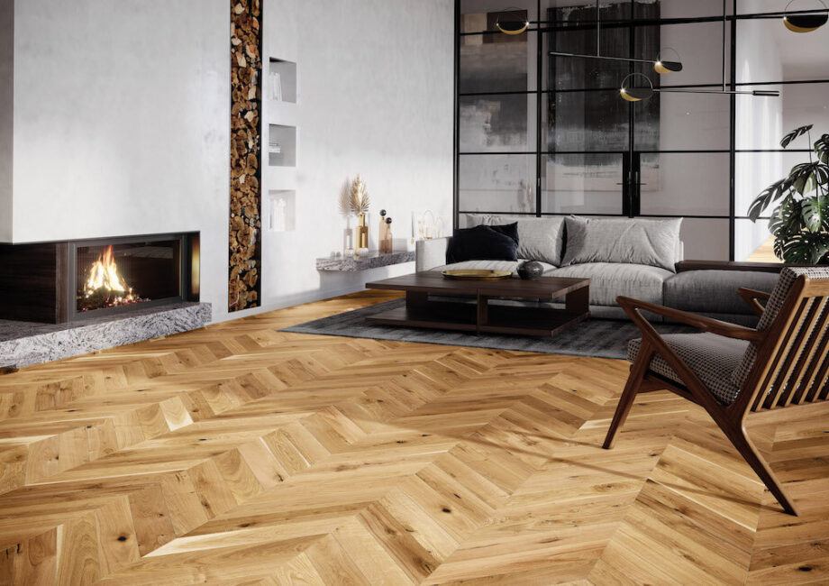 Parquet Oak, Raisins, 1-strip, beveled, brushed, matte lacquer, french herringbone