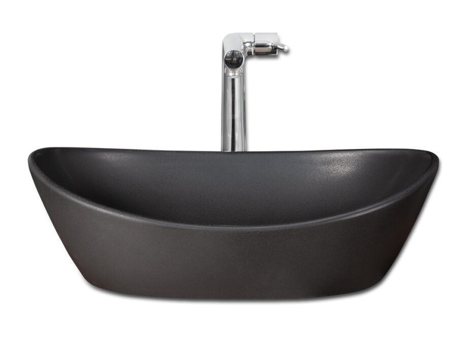 Washbasin PAA AMORE Silkstone matt GRAPHITE countertop washbasin with GRAPHITE siphon cover