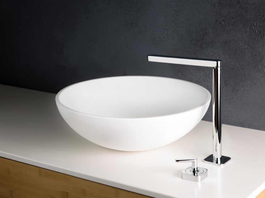 Washbasin PAA ROUND ON cast stone washbasin on surface