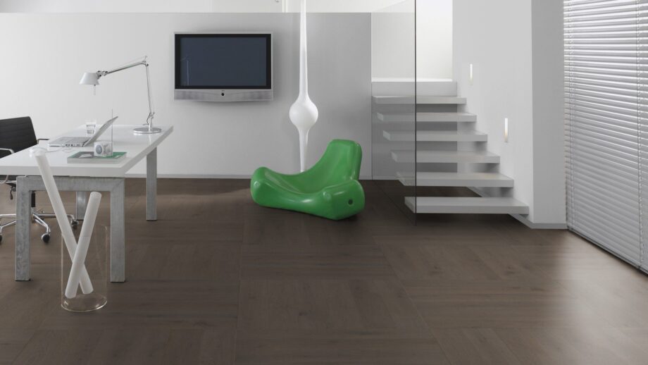 Parquet Oak, ter Hürne, Oak basalt brown, brushed, beveled, extra matt lacquered – 4