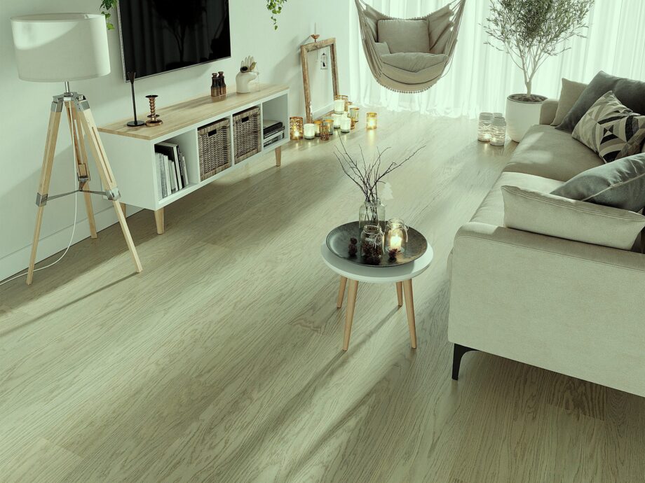 Parquet oak, nova elite sandstone, 1-strip, brushed, beveled, extra mat lacquer 5% – 2
