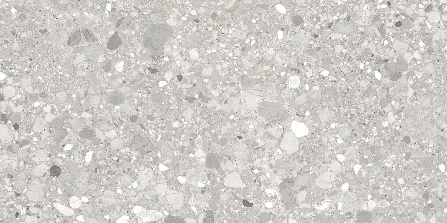 Terrazzo effect matt porcelain floor tile Tau Clemon Silver, 60x60 and 60x120 cm, silver grey, R10, rectified – 2
