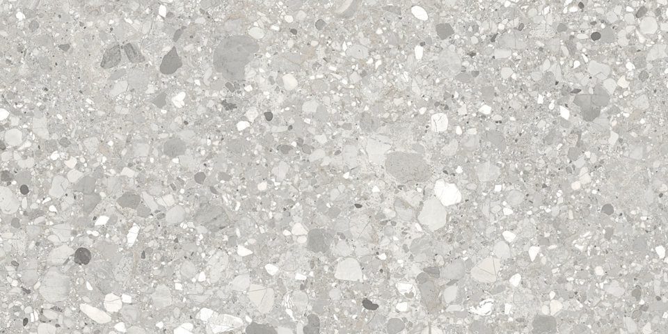 Terrazzo effect matt porcelain floor tile Tau Clemon Silver, 60x60 and 60x120 cm, silver grey, R10, rectified – 5