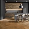 herringbone-flooring-thede-&-witte-oak-slightly-knotty-beveled-brushed-oiled Herringbone flooring Thede & Witte Oak slightly knotty beveled brushed oiled, installed in the kitchen.
