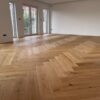 Herringbone flooring Oak Mix beveled, brushed and oil waxed installed