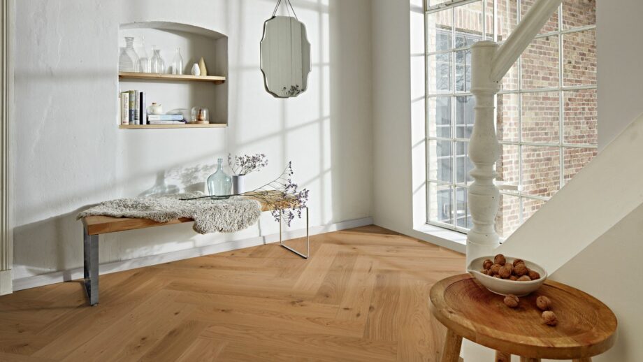Kalasaba parkett Tamm Mix õlivahatatud 140mm – vaade 2 Herringbone flooring Oak Mix oil-waxed 140 mm – 2