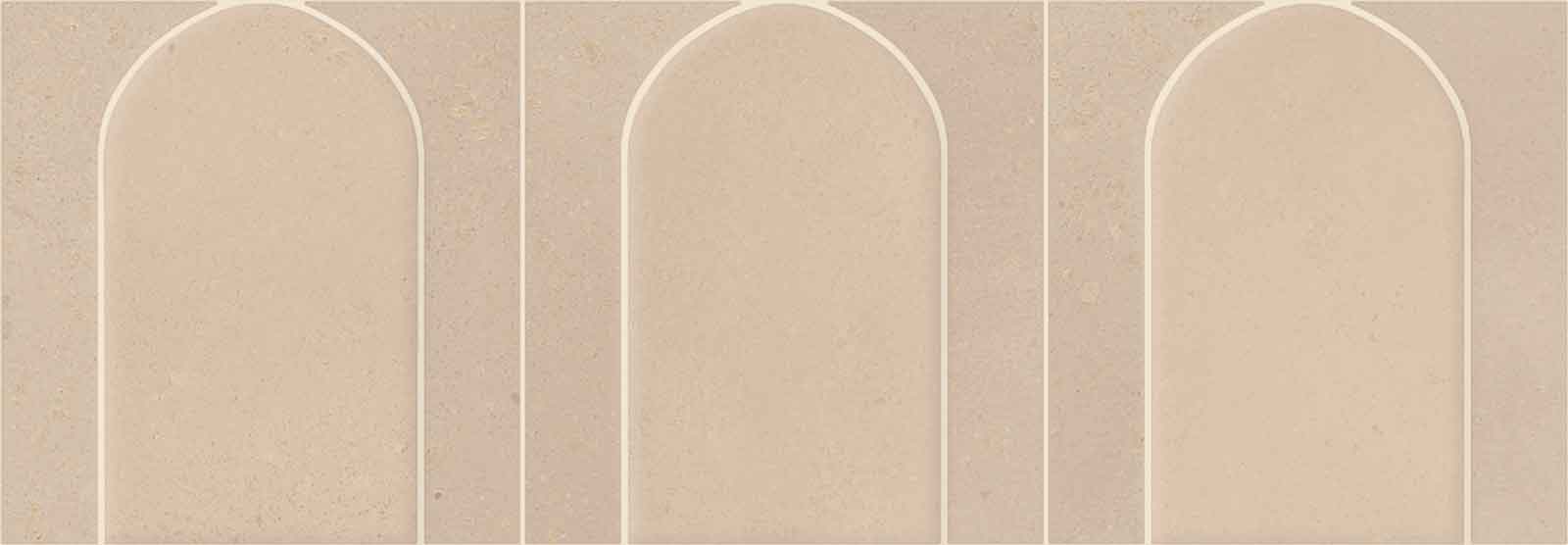 Betoonimustriga mosaiikplaat Tau Detroit Linen Arco, 43,7x14,3 cm, linane beež