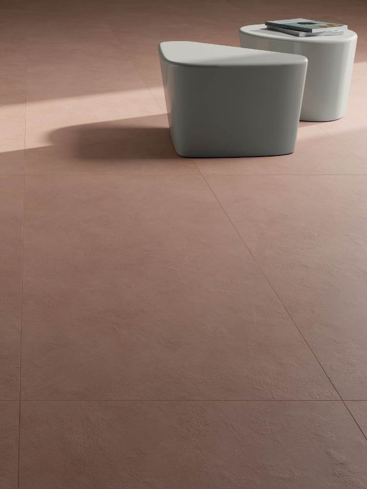 Solid colour porcelain floor tile ABK Alterego Cotto, 120x120 cm, 8.5 mm, natural matt, slip-resistant R10