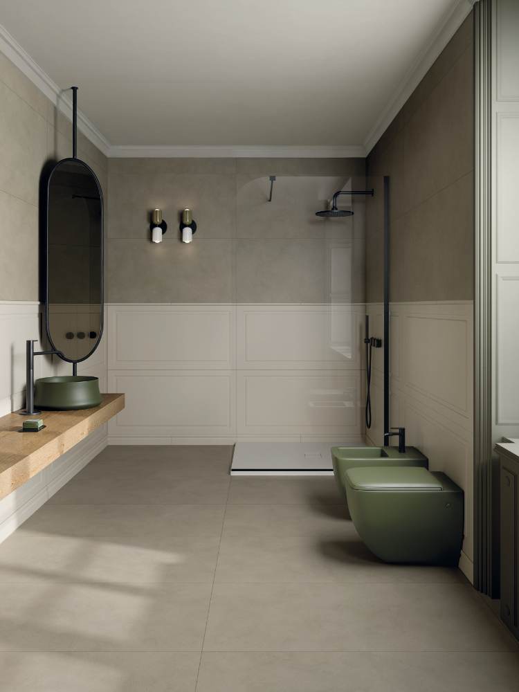 Relief ceramic wall tile ABK Boiserie Beige, 60x120 cm, 8.5 mm, matt