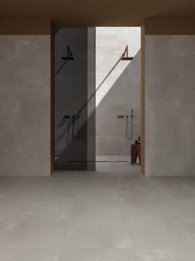 Concrete effect porcelain floor tile ABK LAB325 Base Ash, 60x120 cm, 8.5 mm, natural matt, slip-resistant R10