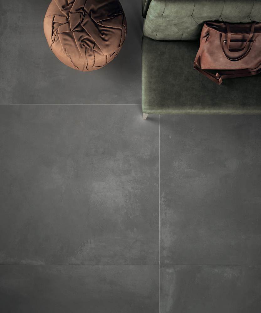 Concrete effect porcelain floor tile ABK LAB325 Base Pepper, 80x80 cm, 8.5 mm, natural matt, slip-resistant R10