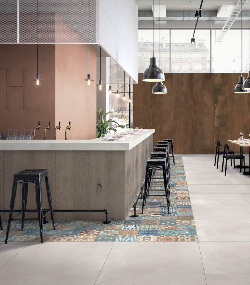 Patterned porcelain floor tile ABK Play Labyrinth Cotto, 20x20 cm, 8.5 mm, matt (nat.)