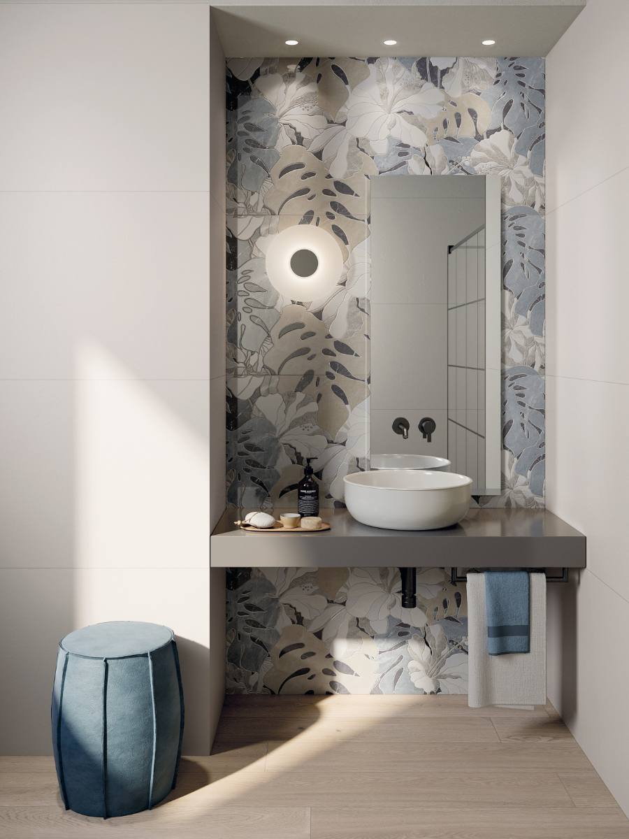 Marble mosaic effect porcelain tile ABK Sensi Fantasy Tahiti, 60x120 cm, 8.5 mm, polished 3D textured (lux 3D) – 3